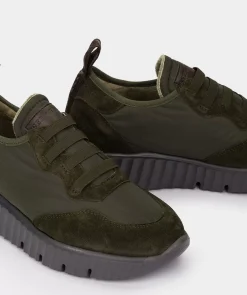 Chaussure Pedro Miralles Basket En Cuir Et Textile Tesla Champagne