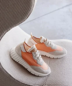 Chaussure Pedro Miralles Baskets En Cuir Et Tissu Ripstop Salmon