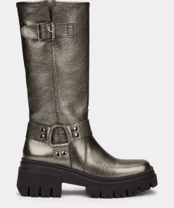 Chaussure Pedro Miralles Bottes En Cuir Style Motard. Nucleo Metal Bronzo