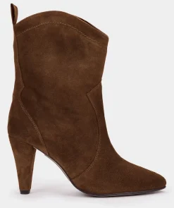 Chaussure Pedro Miralles Bottes Mi-Mollet En Croute De Cuir A Talons Velour Tabaco