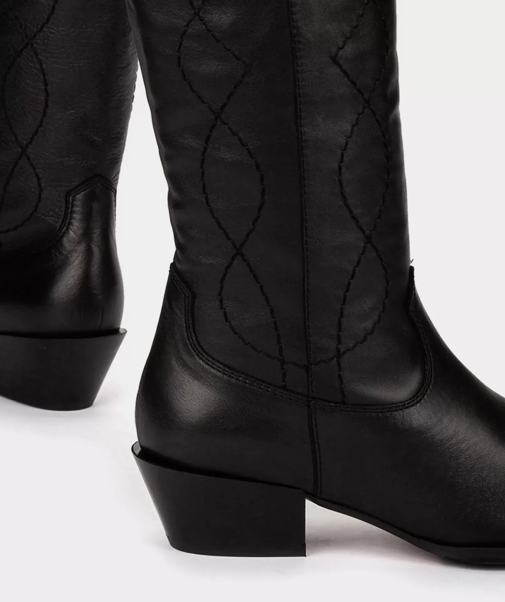 Chaussure Pedro Miralles Bottes Mi-Mollet En Cuir Noir Seta Negro