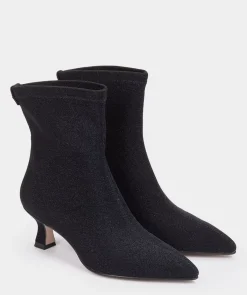 Chaussure Pedro Miralles Bottines A Talon En Tissu Brillant Ante Strech Taupe