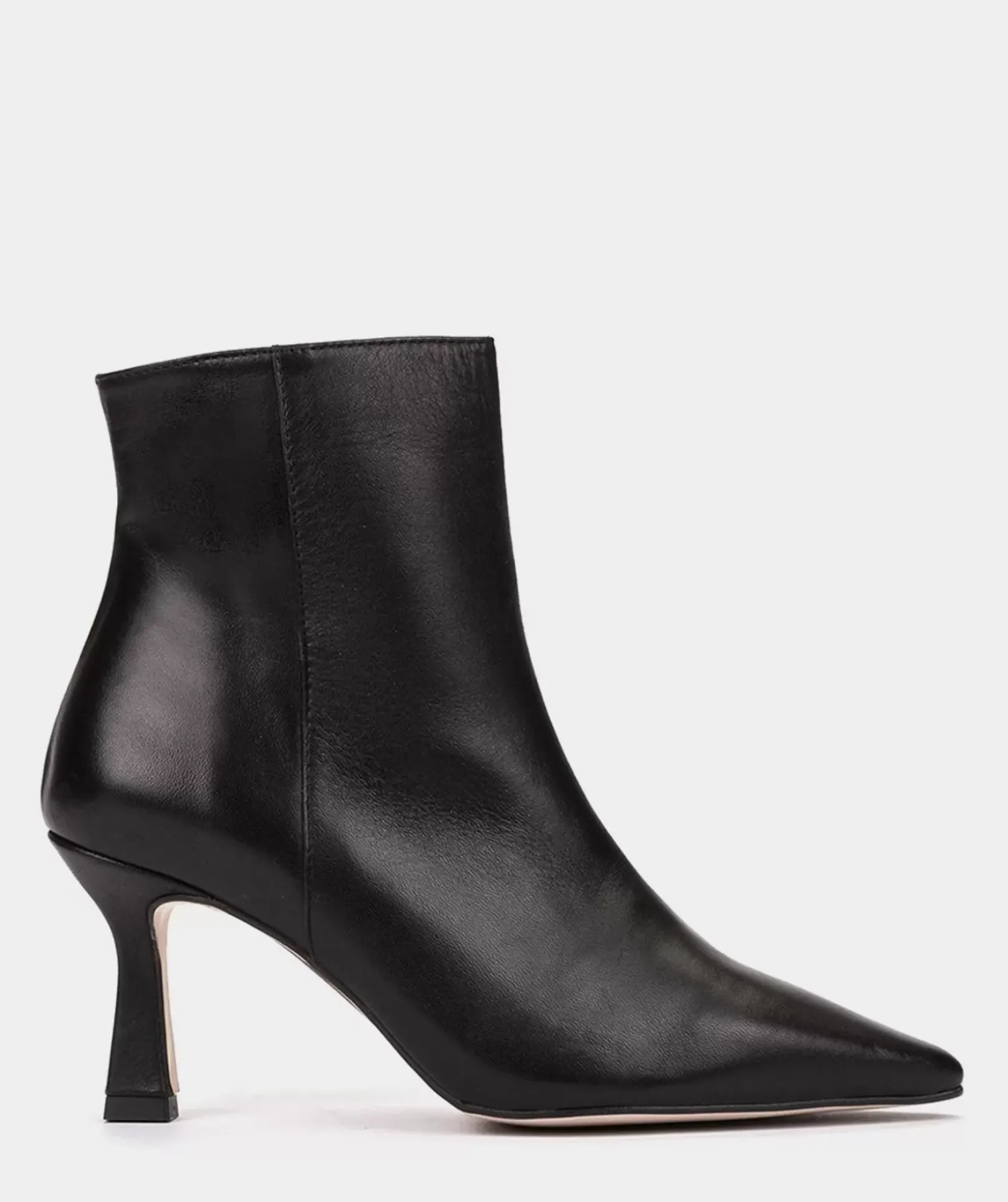 Chaussure Pedro Miralles Bottines A Talons Et Bout Pointu, Confectionnees En Cuir Beige Seta Negro