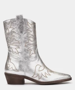 Chaussure Pedro Miralles Bottines Cowboy En Cuir Cristal Metal Plata