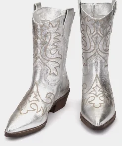 Chaussure Pedro Miralles Bottines Cowboy En Cuir Cristal Metal Tundra