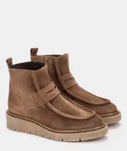 Chaussure Pedro Miralles Bottines En Croute De Cuir Marron Velour Pompei
