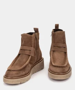Chaussure Pedro Miralles Bottines En Croute De Cuir Marron Velour Pompei