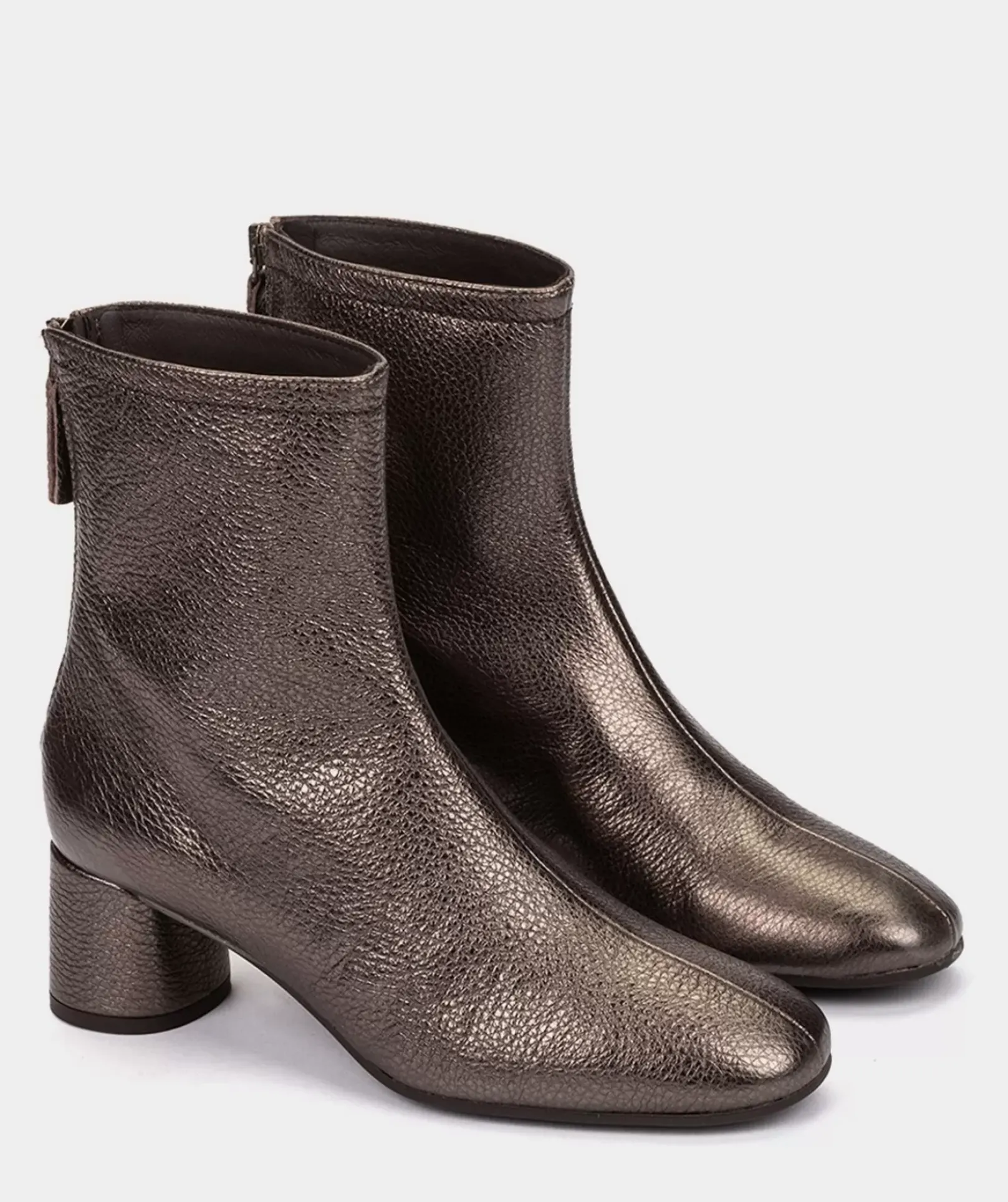 Chaussure Pedro Miralles Bottines En Cuir Metallise Couleur Bronze Nucleo Metal Bronzo