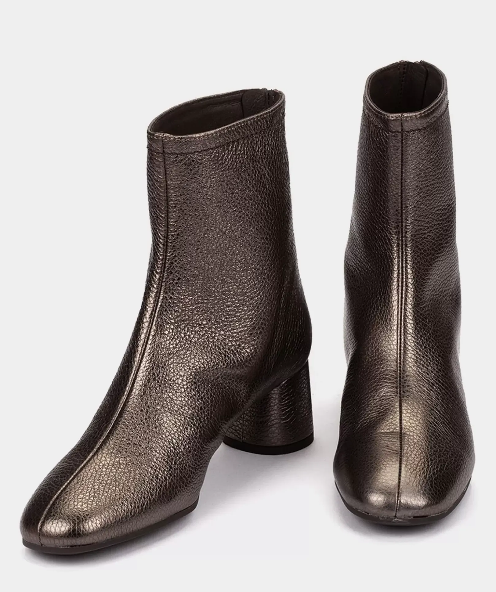 Chaussure Pedro Miralles Bottines En Cuir Metallise Couleur Bronze Rock Negro