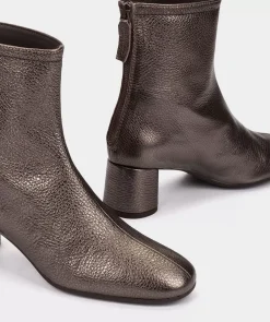 Chaussure Pedro Miralles Bottines En Cuir Metallise Couleur Bronze Rock Negro