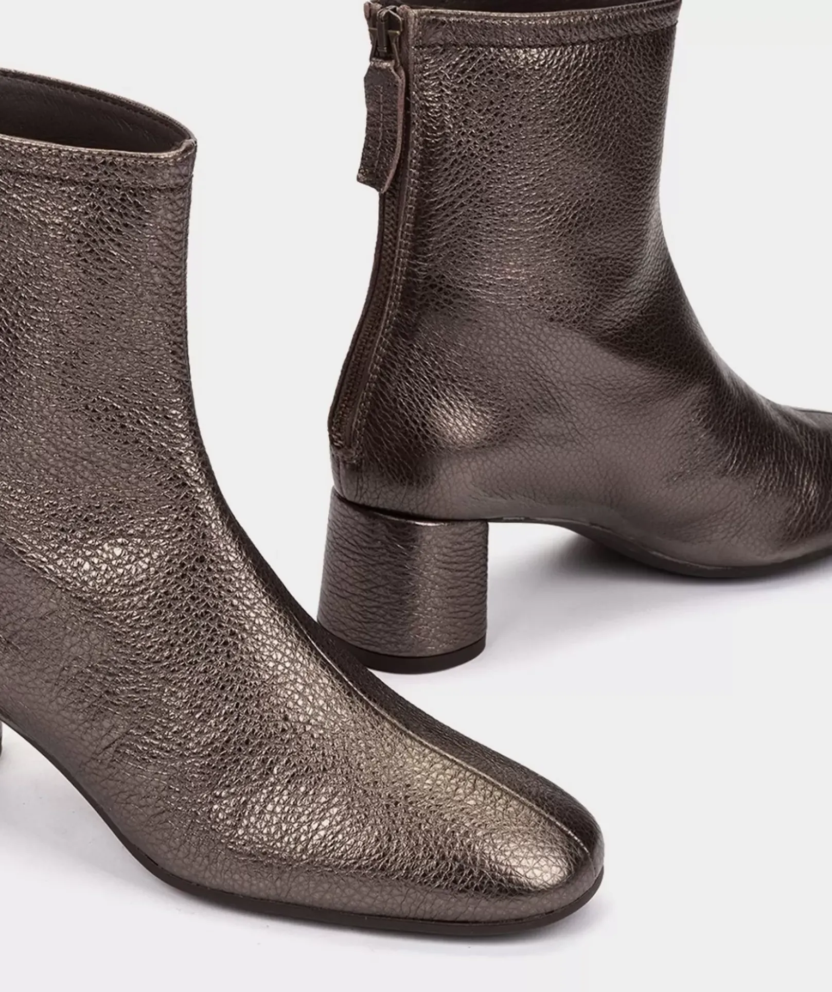 Chaussure Pedro Miralles Bottines En Cuir Metallise Couleur Bronze Rock Negro