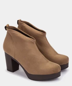 Chaussure Pedro Miralles Bottines En Cuir Vegan. Ante Strech Taupe