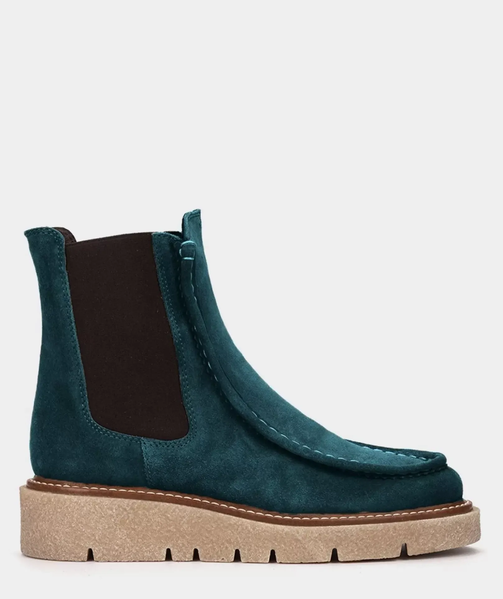 Chaussure Pedro Miralles Bottines En Daim Avec Cotes Elastiques En Vert Velour Petroleo