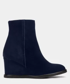 Chaussure Pedro Miralles Bottines En Daim Compensees. Velour Navy