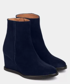 Chaussure Pedro Miralles Bottines En Daim Compensees. Velour Navy