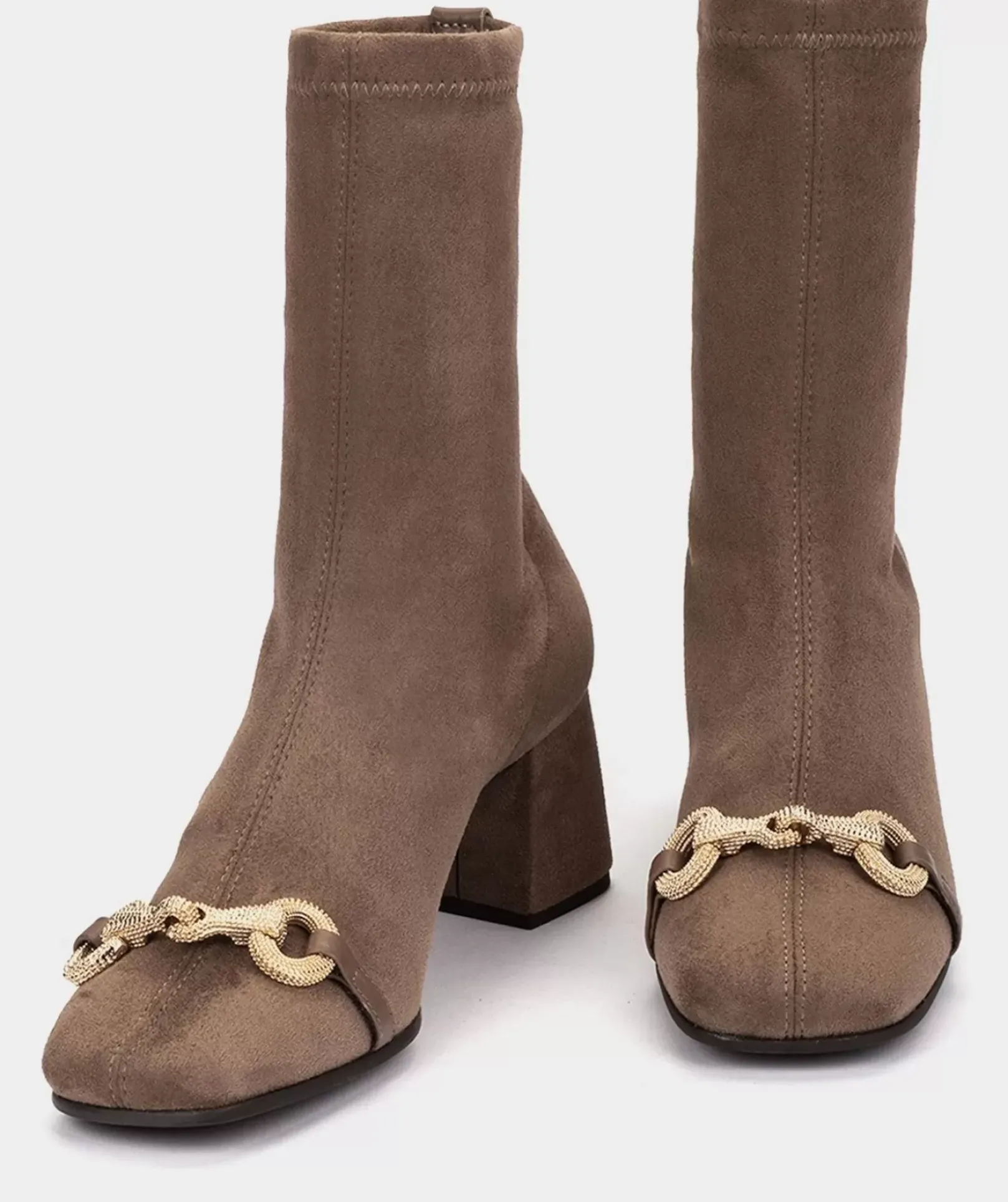 Chaussure Pedro Miralles Bottines En Tissu Elastique Effet Daim De Couleur Taupe Ante Strech Taupe