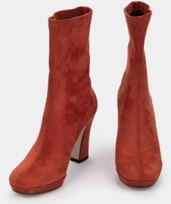 Chaussure Pedro Miralles Bottines Mi-Mollet En Tissu Effet Suede Ante Strech Siena