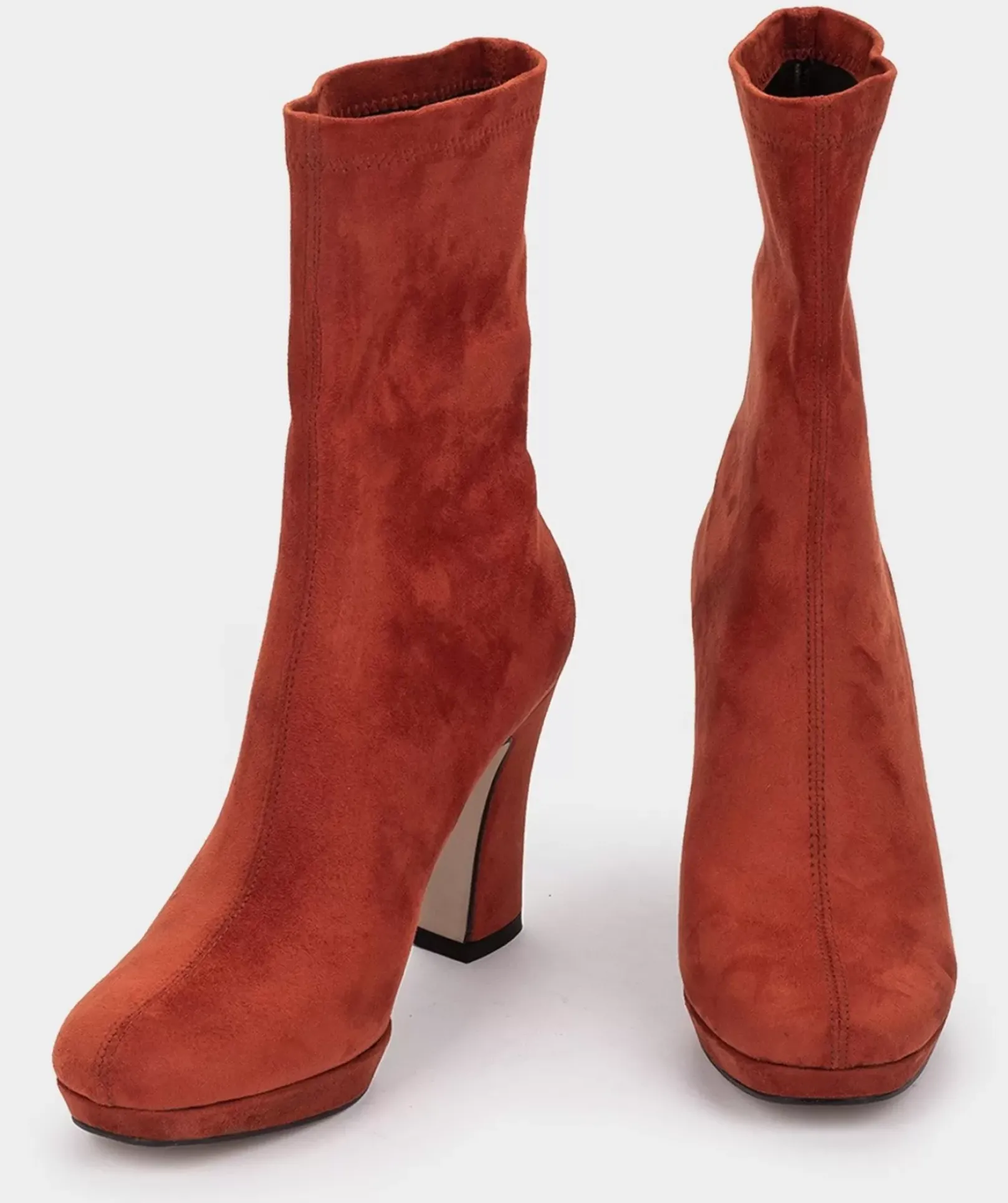 Chaussure Pedro Miralles Bottines Mi-Mollet En Tissu Effet Suede Ante Strech Siena