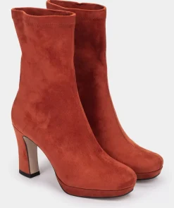 Chaussure Pedro Miralles Bottines Mi-Mollet En Tissu Effet Suede Ante Strech Gris