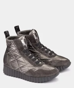 Chaussure Pedro Miralles Bottines Sportives En Daim Et Tissu Effet Matelasse. Freedom Plomo
