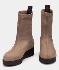 Chaussure Pedro Miralles Bottines Style Chaussette Fabriquees En Tissu Elastique. Ante Strech Taupe