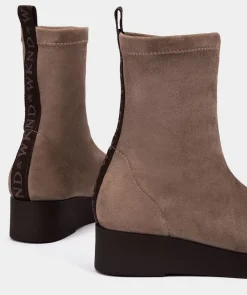 Chaussure Pedro Miralles Bottines Style Chaussette Fabriquees En Tissu Elastique. Ante Strech Taupe
