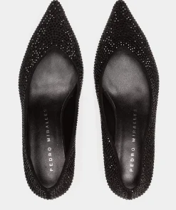 Chaussure Pedro Miralles Chaussures A Talons En Tissu Avec Strass. Ante Strech Negro