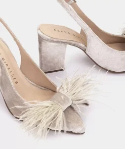 Chaussure Pedro Miralles Chaussures A Talons En Velours Velvet Beige