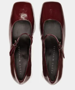 Chaussure Pedro Miralles Chaussures A Talons Hauts En Cuir Verni De Couleur Vin Venice Wine
