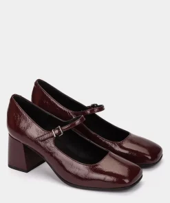 Chaussure Pedro Miralles Chaussures A Talons Hauts En Cuir Verni De Couleur Vin Reflex Wine