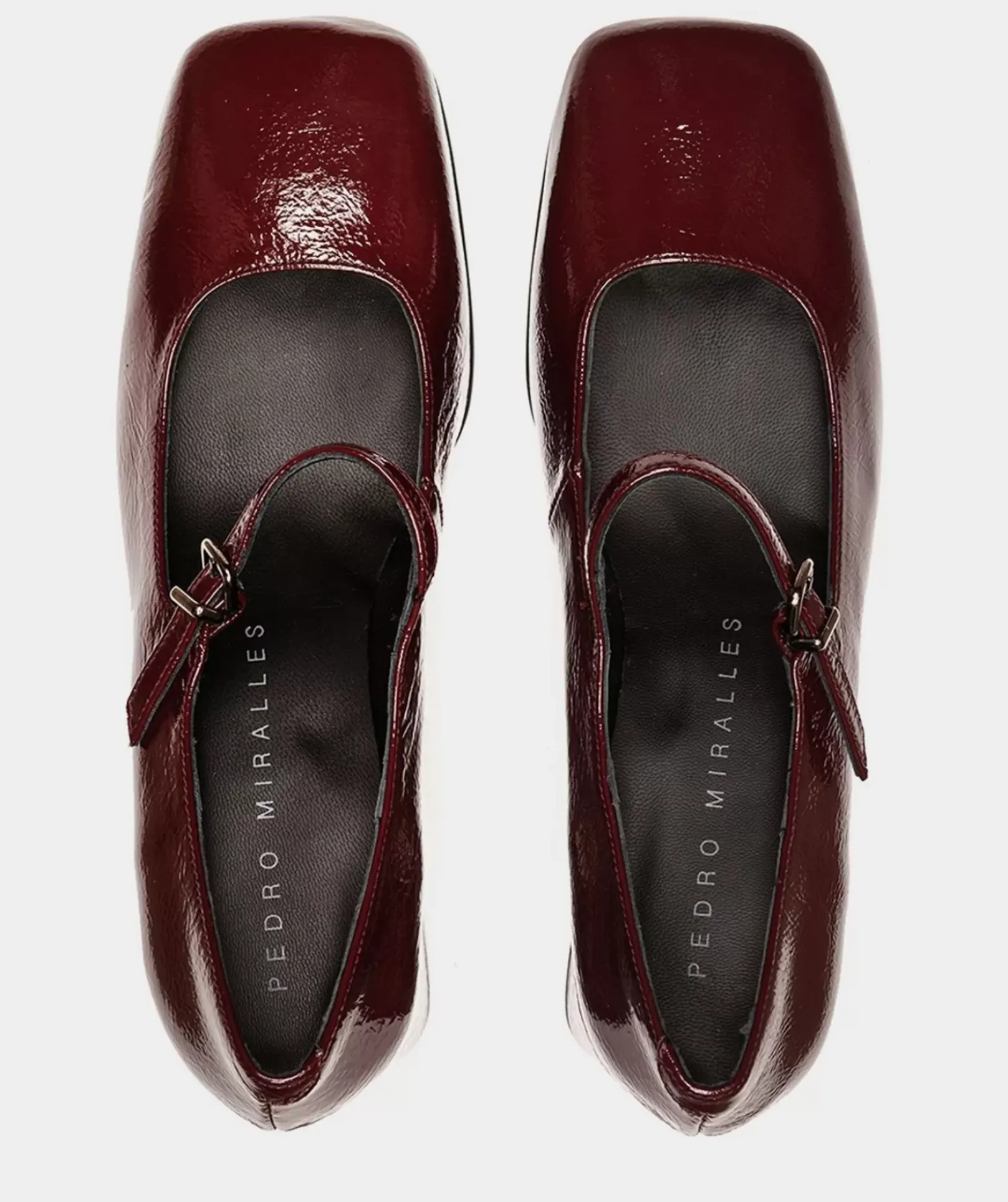 Chaussure Pedro Miralles Chaussures A Talons Hauts En Cuir Verni De Couleur Vin Reflex Wine