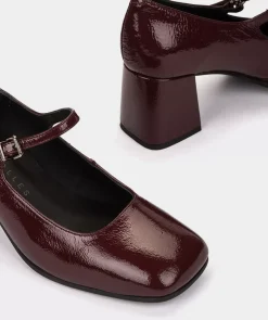 Chaussure Pedro Miralles Chaussures A Talons Hauts En Cuir Verni De Couleur Vin Reflex Wine