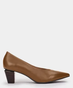 Chaussure Pedro Miralles Escarpins En Cuir Metallise Marron Seta Arena