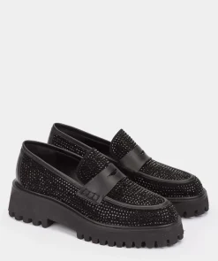 Chaussure Pedro Miralles Mocassins En Cuir Et Brillants Seta Taupe