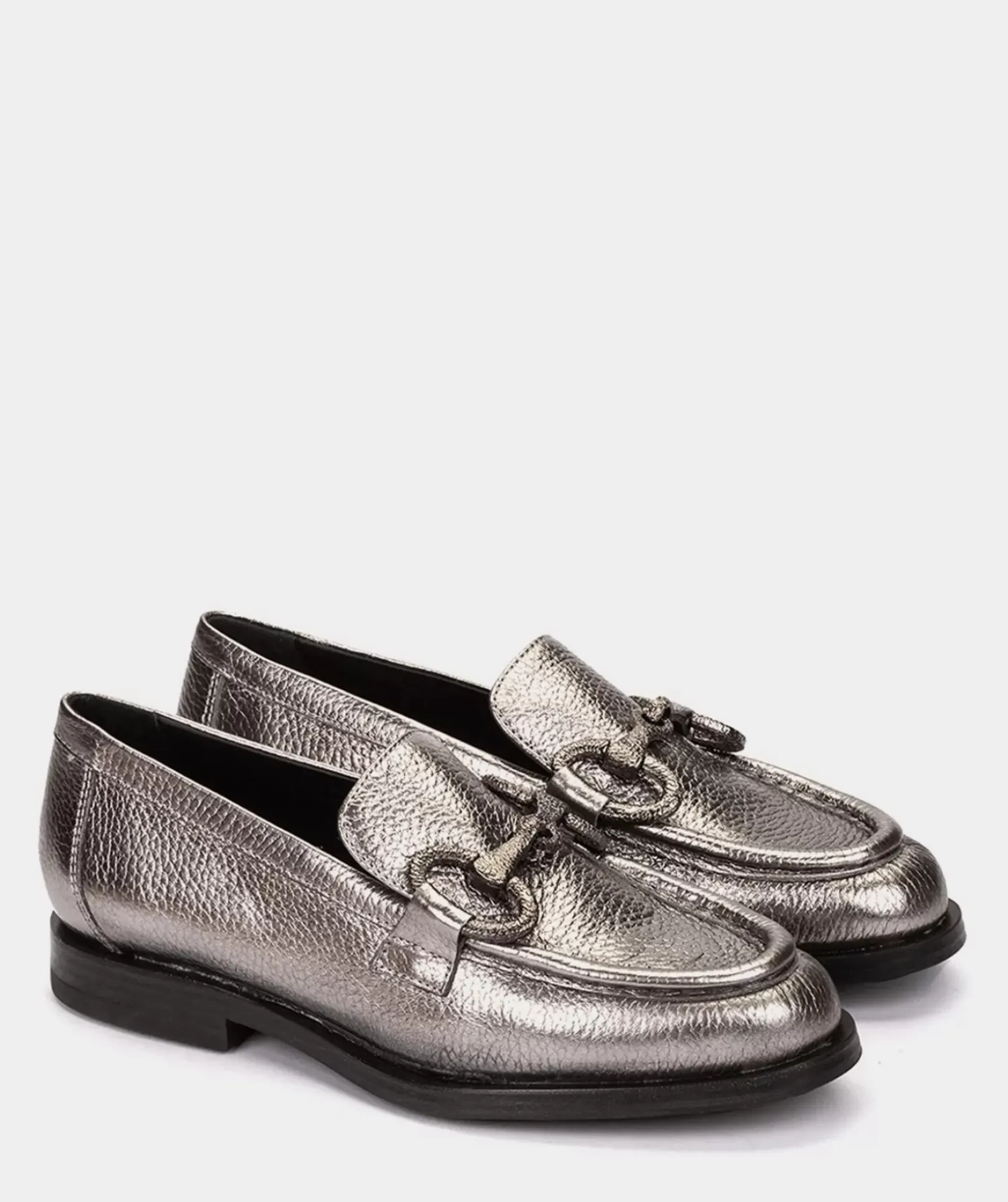 Chaussure Pedro Miralles Mocassins En Cuir Metallise De Couleur Doree Nucleo Metal Peltro