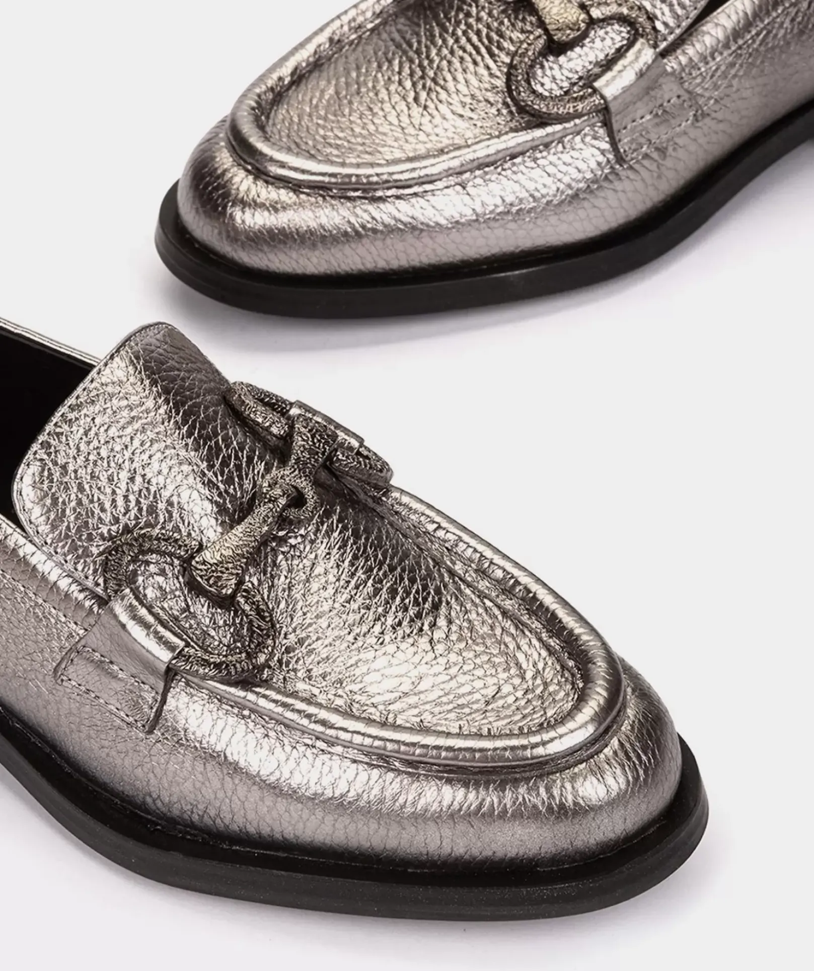 Chaussure Pedro Miralles Mocassins En Cuir Metallise De Couleur Doree Nucleo Metal Peltro
