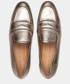 Chaussure Pedro Miralles Mocassins En Cuir Metallise De Couleur Acier Napa Metal Humo