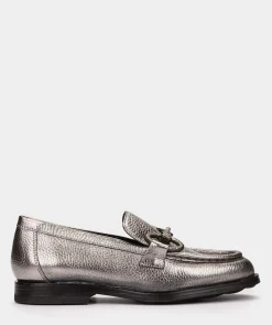 Chaussure Pedro Miralles Mocassins En Cuir Metallise De Couleur Doree Nucleo Metal Platino