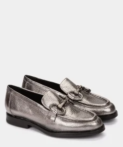 Chaussure Pedro Miralles Mocassins En Cuir Metallise De Couleur Doree Nucleo Metal Platino