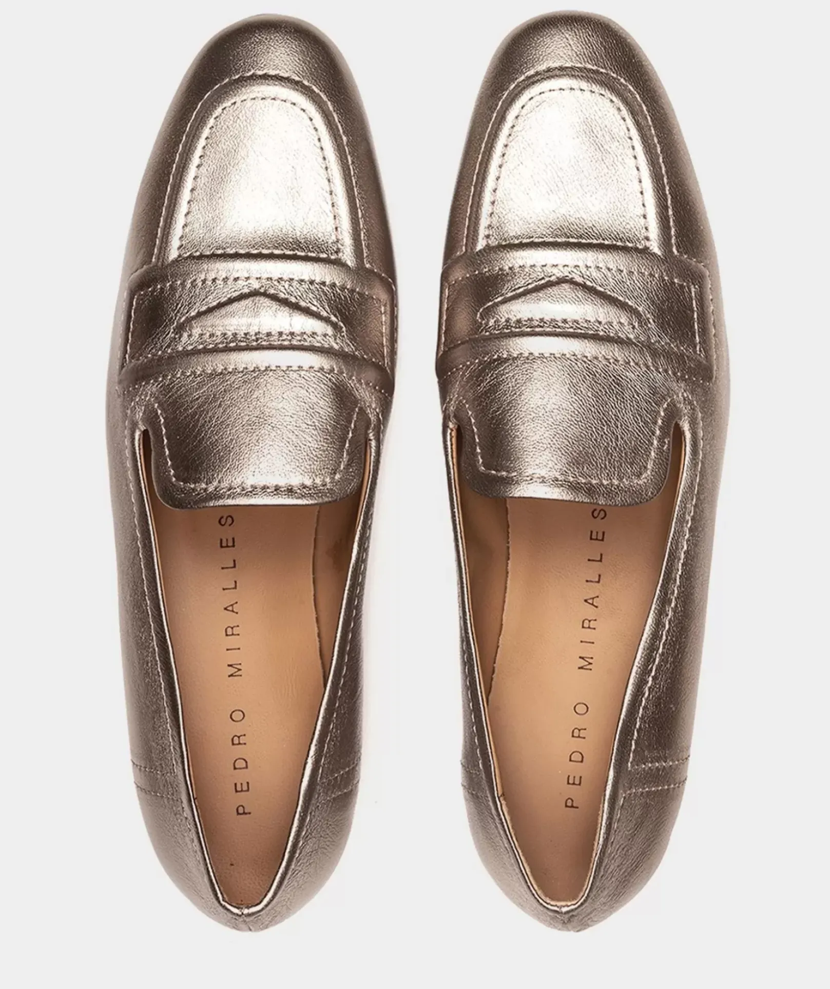 Chaussure Pedro Miralles Mocassins En Cuir Metallise De Couleur Acier Napa Metal Acero
