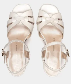 Chaussure Pedro Miralles Sandales A Talon Large Et Plateforme En Cuir Napa Metal Humo