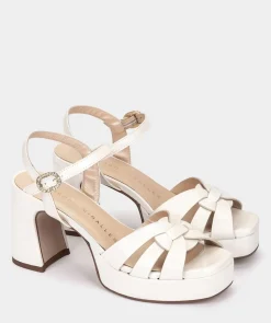 Chaussure Pedro Miralles Sandales A Talon Large Et Plateforme En Cuir. Nacarado Perla