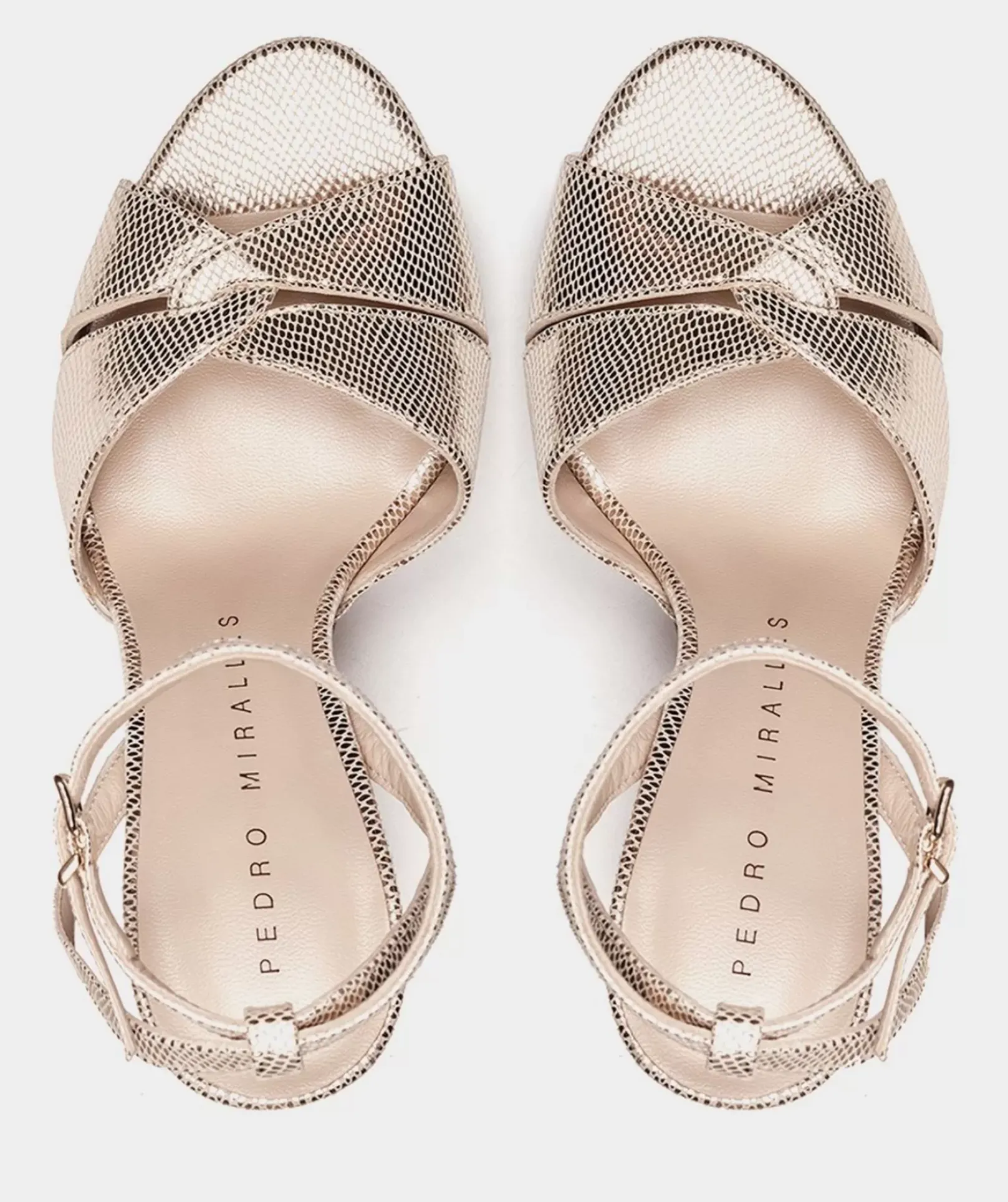 Chaussure Pedro Miralles Sandales A Talon Plateforme En Cuir Nacarado Perla