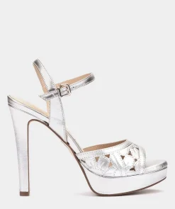 Chaussure Pedro Miralles Sandales A Talons Avec Plateforme. Napa Metal Plata