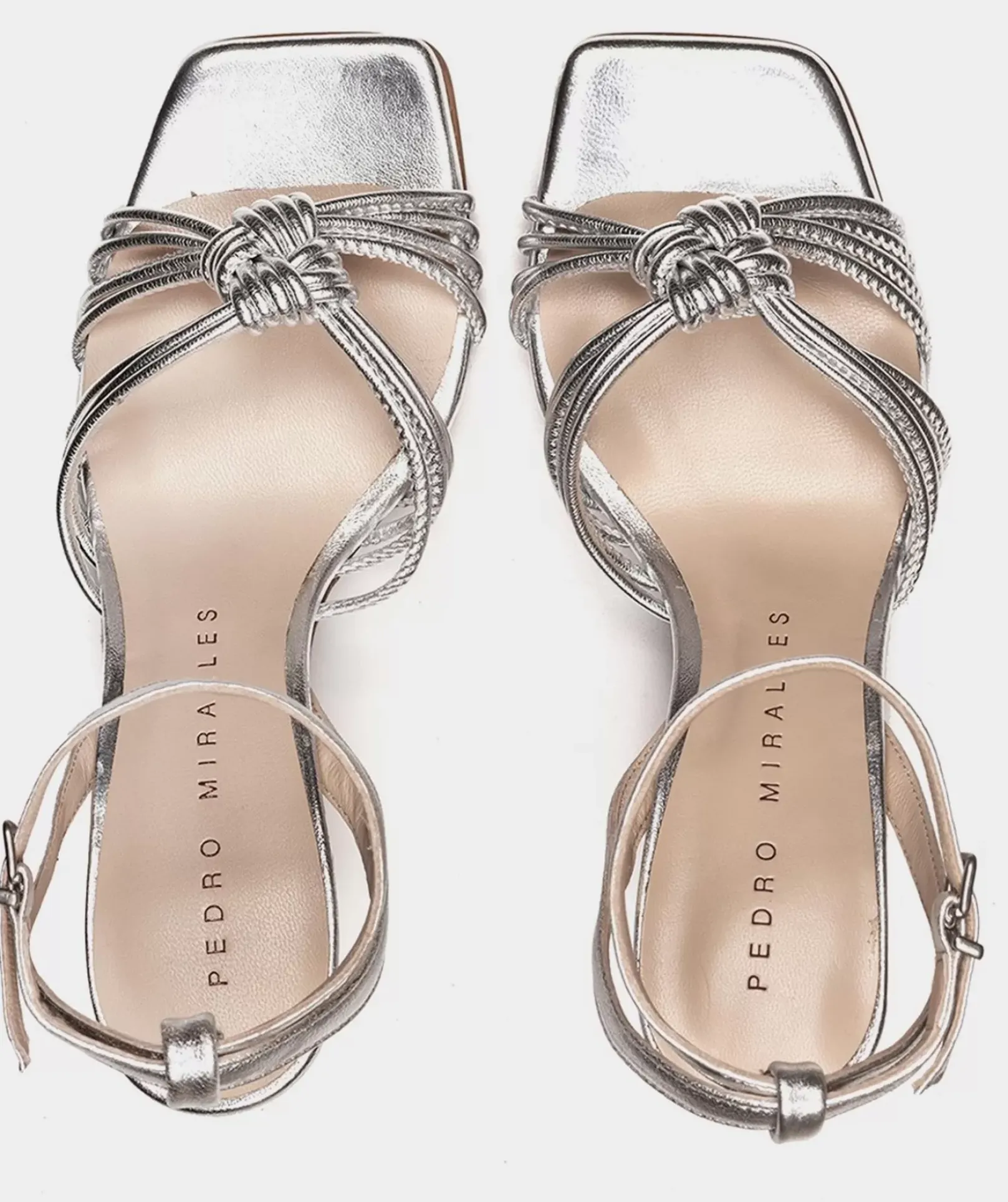 Chaussure Pedro Miralles Sandales A Talons En Cuir Metallise Napa Metal Plata
