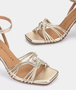 Chaussure Pedro Miralles Sandales A Talons En Cuir Metallise Napa Metal Platino