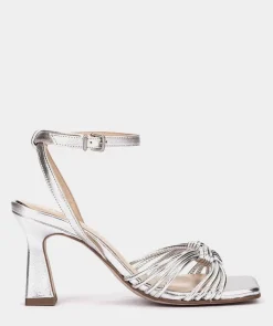Chaussure Pedro Miralles Sandales A Talons En Cuir Metallise Serpiente Metal Orange
