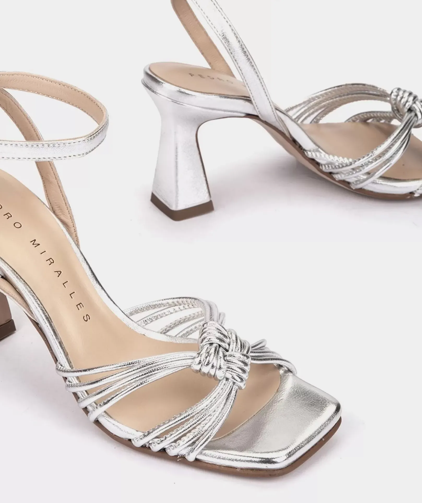 Chaussure Pedro Miralles Sandales A Talons En Cuir Metallise Serpiente Metal Orange