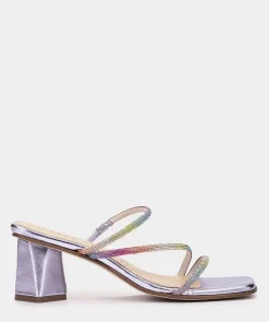 Chaussure Pedro Miralles Sandales A Talons En Cuir Et Paillettes Gliter Multi Metal
