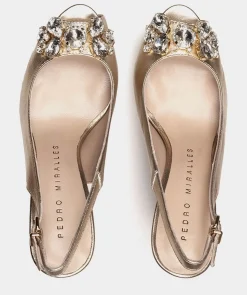 Chaussure Pedro Miralles Sandales A Talons En Daim Napa Metal Platino